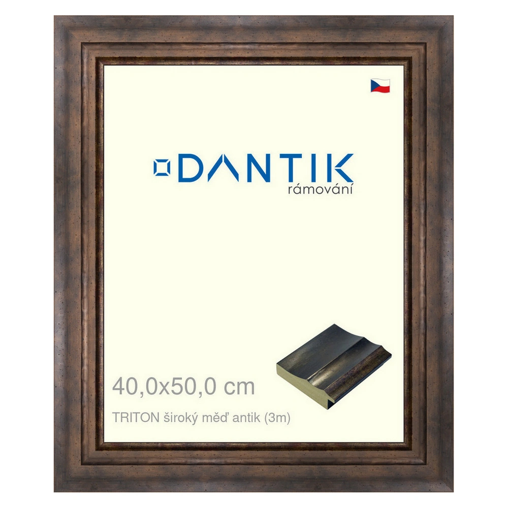 DANTIK rám na obraz 40x50 | TRITON široký měď antik (Sklo Čiré)