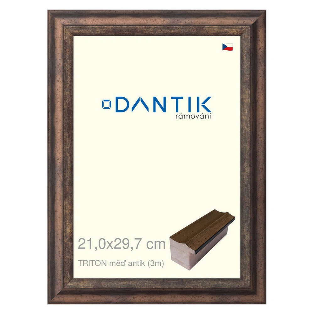 DANTIK rám na obraz 21x29,7 | TRITON měď antik (Sklo Čiré)