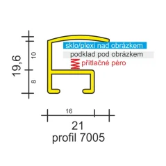 Rámová lišta DANTIK - 7005004 - Strieborná matná