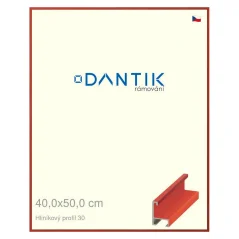DANTIK rám na obrazy, puzzle, fotografie 40x50 | ALU profil 6030 Červená čerešňová dyha (sklo číre)