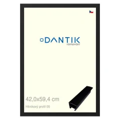 DANTIK rám na obrázky, puzzle, fotografie 42x59,4 | ALU profil 7005 Čierny matný (Plexi Clear)