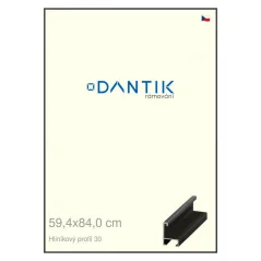 DANTIK rám na obrázky, puzzle, fotografie 59,4x84 | ALU profil 6030 dýha čierna (Plexi Clear)