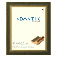 DANTIK rám na fotografie, puzzle, fotografie 40x50 | VERTICAL zeleno-zlatý plast (sklo číre)