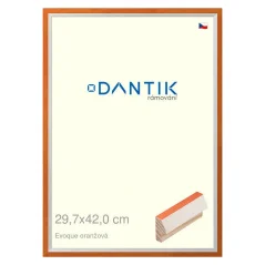 DANTIK rám na obrázky, puzzle, fotografie 29,7x42 | EVOQUE oranžová (Plexi Clear)