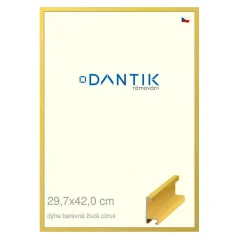 DANTIK rám na obrazy, puzzle, fotografie 29,7x42 | ALU profil 6035 Žltá citrusová dyha (Plexi Clear)