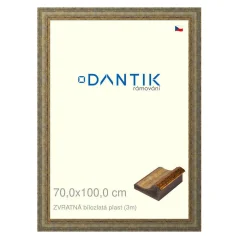 DANTIK rám na obrázky, puzzle, fotografie 70x100 | BACK bielo-zlatý plast (Plexi Clear)