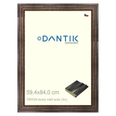 DANTIK rám na obrázky, puzzle, fotografie 59,4x84 | TRITON široký medený antický (Plexi Clear)