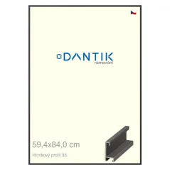 DANTIK rám na obrázky, puzzle, fotografie 59,4x84 | ALU profil 6035 dýha čierna (Plexi Clear)
