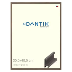 DANTIK rám na obrázky, puzzle, fotografie 30x40 | ALU profil 6035 Hnedá tmavá (Plexi číra)