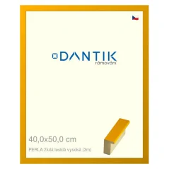 DANTIK rám na obrázky, puzzle, fotografie 40x50 | PERLA žltá lesklá vysoká (Plexi Clear)