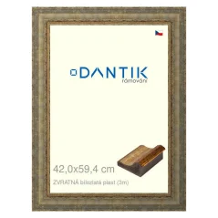 DANTIK rám na obrázky, puzzle, fotografie 42x59,4 | BACK bielo-zlatý plast (Plexi Clear)