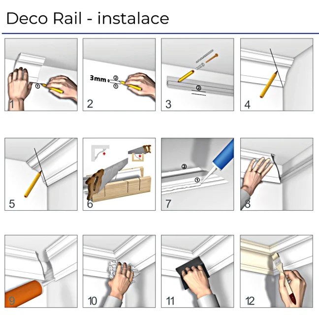 Závesný systém na obrazy - DecoRail rímsa CLASSIC 2m