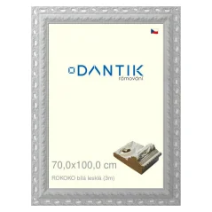 DANTIK rám na obrázky, puzzle, fotografie 70x100 | ROKOKO biely lesklý (Plexi Clear)