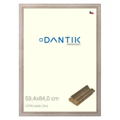 DANTIK rám na obrázky, puzzle, fotografie 59,4x84 | LYON sivá (Plexi Clear)