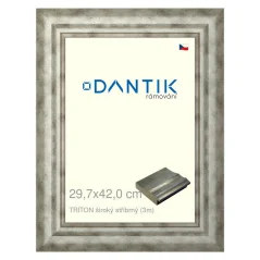 DANTIK rám na obrázky, puzzle, fotografie 29,7x42 | TRITON široký strieborný (Plexi Clear)