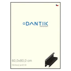 DANTIK rám na obrázky, puzzle, fotografie 60x80 | ALU profil 6030 dýha čierna (Plexi Clear)