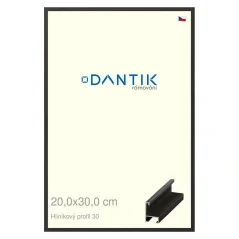 DANTIK rám na obrázky, puzzle, fotografie 20x30 | ALU profil 6030 dýha čierna (sklo číre)