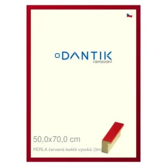 DANTIK obraz, puzzle, fotorámik 50x70 | PERLA červená lesklá vysoká (Plexi Clear)