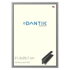 DANTIK rámeček na obraz, puzzle, fotku 21x29,7 | ALU profil 7269 Šedá leská (Sklo Čiré)