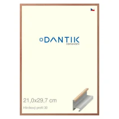 DANTIK rámeček na obraz, puzzle, fotku 21x29,7 | ALU profil 6030 Dýha dub lak matný (Sklo Čiré)