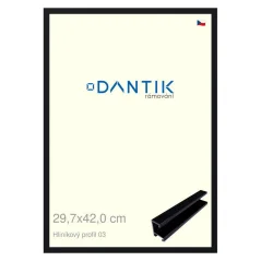 DANTIK rám na obrázky, puzzle, fotografie 29,7x42 | ALU profil 7003 Black Florentine (Plexi Clear)