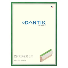 DANTIK rám na obrázky, puzzle, fotografie 29,7x42 | EVOQUE zelená (Plexi Clear)
