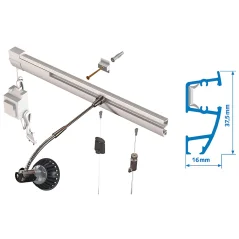 Systém na zavesenie obrazu - SET Combi Rail Light 3 m (6x Perlon 6x AG 3x svetlo)