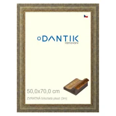DANTIK rám na obrázky, puzzle, fotografie 50x70 | BACK bielo-zlatý plast (Plexi Clear)
