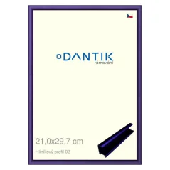 DANTIK rám na fotografie, puzzle, 21x29,7 | ALU profil 7002 modrá Azur matná (sklo číre)
