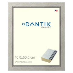 DANTIK rám na obrázky, puzzle, fotografie 40x50 | CARRARA White (sklo číre)