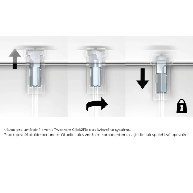 Závěsný systém na obrazy - SET Click Rail bílá přetíratelná 2m (4x perlon)