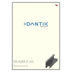 DANTIK rám na obrazy, puzzle, fotografie 59,4x84 | ALU profil 6030 Dýha farebná sivá tmavá (Plexi Clear)