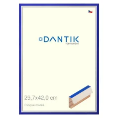 DANTIK rám na obrázky, puzzle, fotografie 29,7x42 | EVOQUE modrý (Plexi Clear)