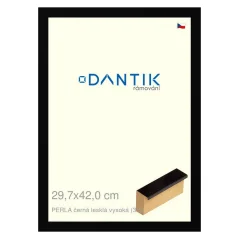 DANTIK rám na obrázky, puzzle, fotografie 29,7x42 | PERLA čierna lesklá vysoká (Plexi Clear)