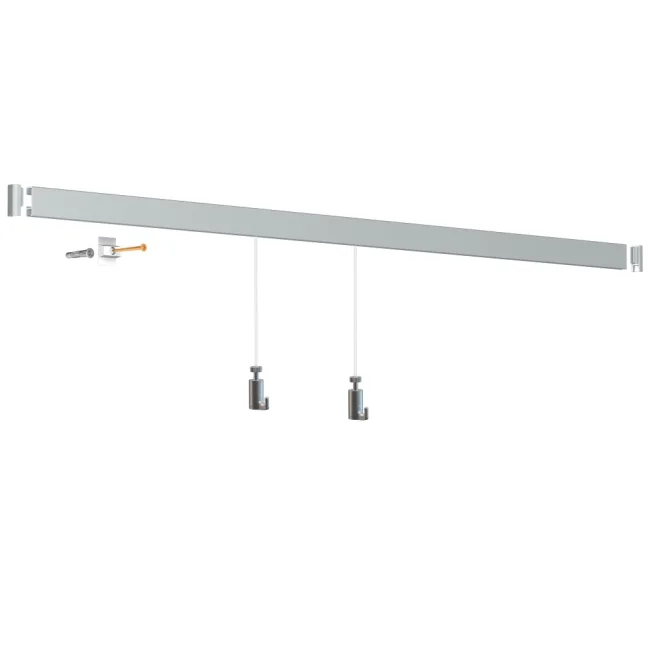 Závesný systém na obrazy - SET Click Rail biela RAL 9010 2m (4x perlon 4xAG)