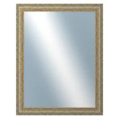 DANTIK - Zarámované zrkadlo - rozmer s rámom cca 70x90 cm z lišty ZVRATNÁ bielozlatá plast (3067)