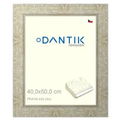 DANTIK rám na obrázky, puzzle, fotografie 40x50 | PRAHA White (Plexi Clear)