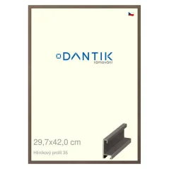 DANTIK rám na obrázky, puzzle, fotografie 29,7x42 | ALU profil 6035 Hnedý tmavý (Plexi Clear)
