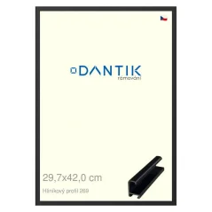 DANTIK rámeček na obraz, puzzle, fotku 29,7x42 | ALU profil 7269 Černá matná (Plexi Čiré)