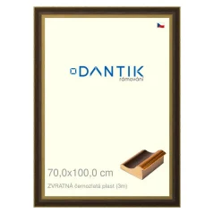 DANTIK rám na obrázky, puzzle, fotografie 70x100 | BACK čierny a zlatý plast (Plexi Clear)