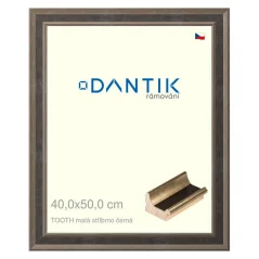 DANTIK rám na obrázky, puzzle, fotografie 40x50 | TOOTH malý strieborný a čierny (Plexi Clear)