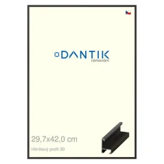 DANTIK rám na obrázky, puzzle, fotografie 29,7x42 | ALU profil 6030 dýha čierna (Plexi Clear)