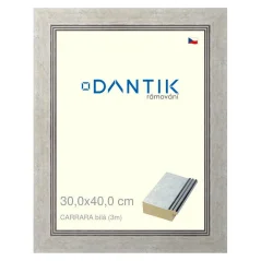 DANTIK rám na obrázky, puzzle, fotografie 30x40 | CARRARA White (Plexi Clear)