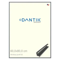 DANTIK rám na obrázky, puzzle, fotografie 60x80 | ALU profil 7002 Platinum matt (Plexi Clear)
