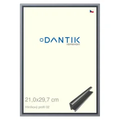 DANTIK rámeček na obraz, puzzle, fotku 21x29,7 | ALU profil 7002 Platina matná (Sklo Čiré)