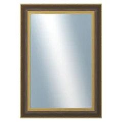 DANTIK - Zrkadlo v ráme - rozmery s rámom cca 50x70 cm od koľajnice VODA čierna a zlatá plastová (3071)