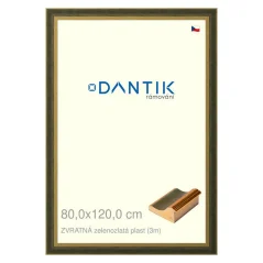 DANTIK rám na obrázky, puzzle, fotografie 80x120 | BACK zeleno-zlatý plast (Plexi Clear)