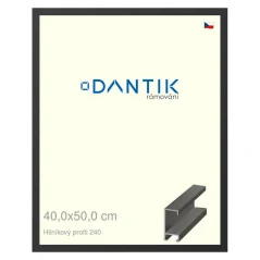 DANTIK rám na obrázky, puzzle, fotografie 40x50 | ALU profil 6240 Čierny matný (sklo číre)