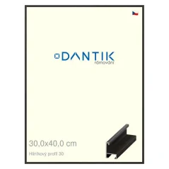 DANTIK rám na obrazy, puzzle, fotografie 30x40 | ALU profil 6030 dýha čierna (Plexi Clear)
