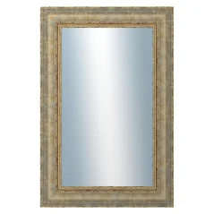 DANTIK - Zarámované zrkadlo - rozmer s rámom cca 40x60 cm z lišty ZVRATNÁ bielozlatá plast (3067)